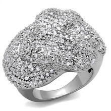 Load image into Gallery viewer, 3W1078 - Rhodium Brass Ring with AAA Grade CZ  in Clear