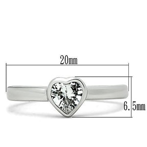 3W107 - Rhodium Brass Ring with AAA Grade CZ  in Clear