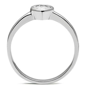 3W107 - Rhodium Brass Ring with AAA Grade CZ  in Clear