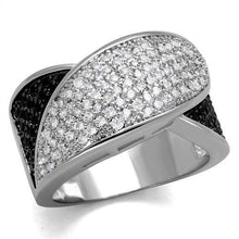 Load image into Gallery viewer, 3W1089 - Rhodium + Ruthenium Brass Ring with AAA Grade CZ  in Black Diamond
