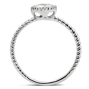 3W108 - Rhodium Brass Ring with AAA Grade CZ  in Clear