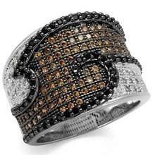 Load image into Gallery viewer, 3W1091 - Rhodium + Ruthenium Brass Ring with AAA Grade CZ  in Multi Color