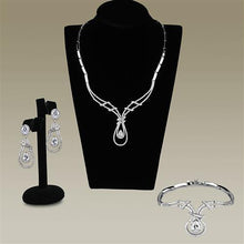 Load image into Gallery viewer, 3W1095 - Rhodium Brass Jewelry Sets with AAA Grade CZ  in Clear