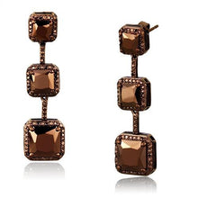 Load image into Gallery viewer, 3W1108 - IP Coffee light Brass Earrings with AAA Grade CZ  in Light Coffee