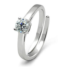 Load image into Gallery viewer, 3W112 - Rhodium Brass Ring with AAA Grade CZ  in Clear