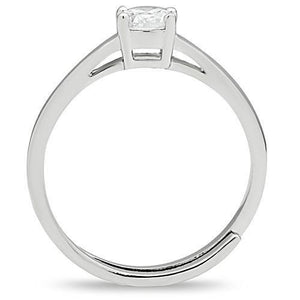 3W112 - Rhodium Brass Ring with AAA Grade CZ  in Clear
