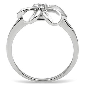 3W113 - Rhodium Brass Ring with AAA Grade CZ  in Clear