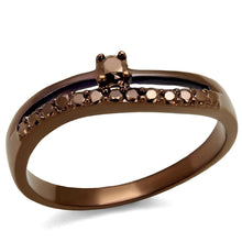 Load image into Gallery viewer, 3W1148 - IP Coffee light Brass Ring with AAA Grade CZ  in Light Coffee