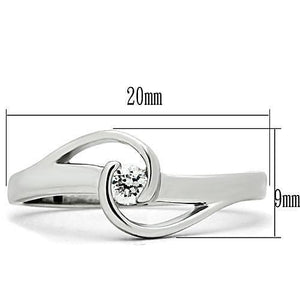 3W114 - Rhodium Brass Ring with AAA Grade CZ  in Clear