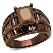 Load image into Gallery viewer, 3W1159 - IP Coffee light Brass Ring with AAA Grade CZ  in Light Coffee