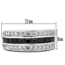 Load image into Gallery viewer, 3W117 - Rhodium Brass Ring with AAA Grade CZ  in Jet