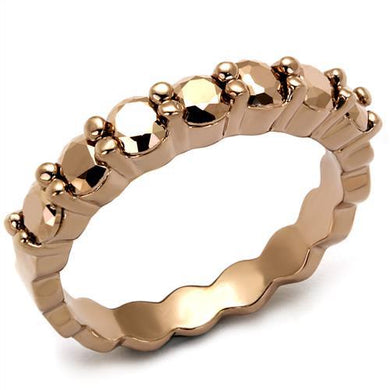 3W1195 - IP Rose Gold(Ion Plating) Brass Ring with AAA Grade CZ  in Metallic Light Gold