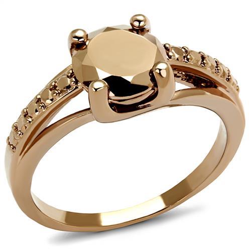 3W1199 - IP Rose Gold(Ion Plating) Brass Ring with AAA Grade CZ  in Metallic Light Gold