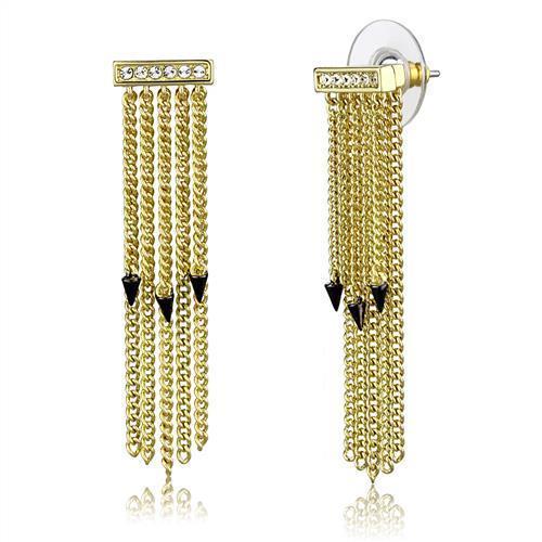 3W1205 - Gold+Ruthenium Brass Earrings with Top Grade Crystal  in Clear