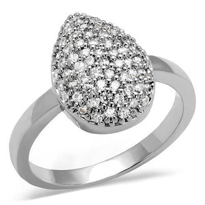 3W1211 - Rhodium Brass Ring with AAA Grade CZ  in Clear