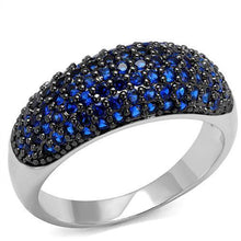 Load image into Gallery viewer, 3W1212 - Rhodium + Ruthenium Brass Ring with AAA Grade CZ  in London Blue