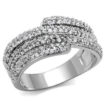 Load image into Gallery viewer, 3W1214 - Rhodium Brass Ring with AAA Grade CZ  in Clear