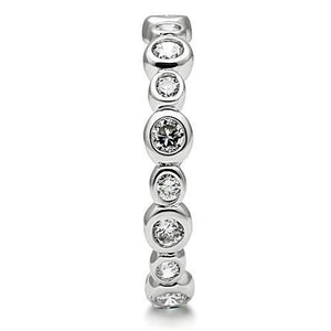 3W121 - Rhodium Brass Ring with AAA Grade CZ  in Clear