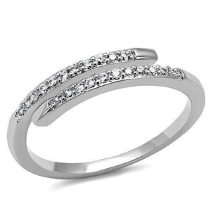 3W1222 - Rhodium Brass Ring with AAA Grade CZ  in Clear