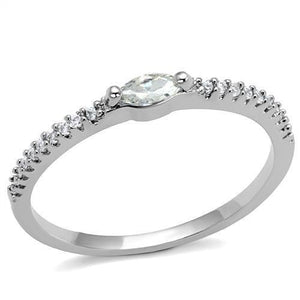 3W1225 - Rhodium Brass Ring with AAA Grade CZ  in Clear