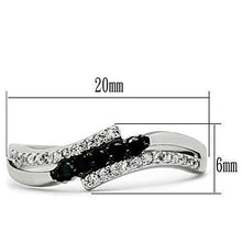 Load image into Gallery viewer, 3W122 - Rhodium + Ruthenium Brass Ring with AAA Grade CZ  in Jet
