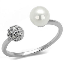 Load image into Gallery viewer, 3W1230 - Rhodium Brass Ring with Synthetic Pearl in White