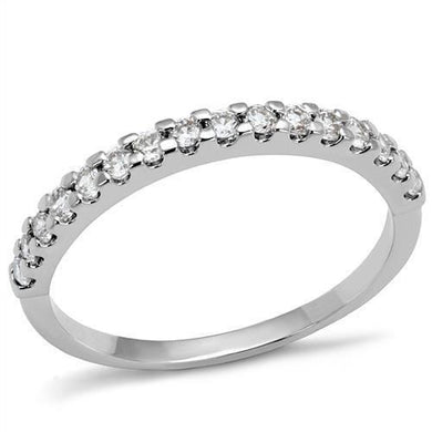 3W1232 - Rhodium Brass Ring with AAA Grade CZ  in Clear