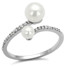 Load image into Gallery viewer, 3W1236 - Rhodium Brass Ring with Synthetic Pearl in White