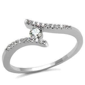 3W1237 - Rhodium Brass Ring with AAA Grade CZ  in Clear