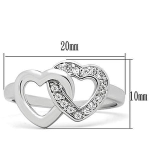 3W123 - Rhodium Brass Ring with AAA Grade CZ  in Clear