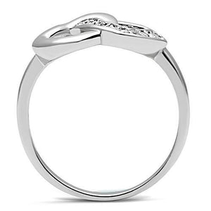3W123 - Rhodium Brass Ring with AAA Grade CZ  in Clear