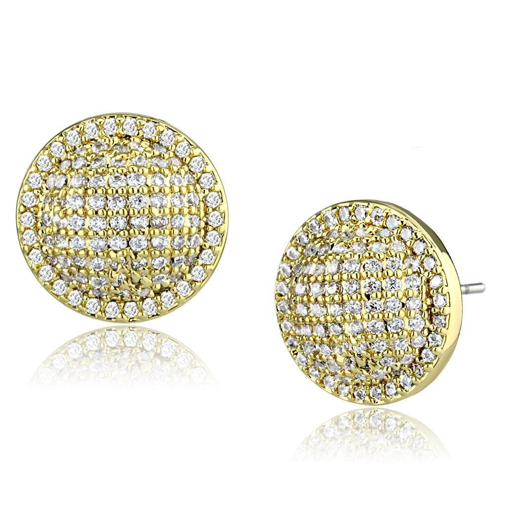 3W1258 - Gold Brass Earrings with AAA Grade CZ  in Clear