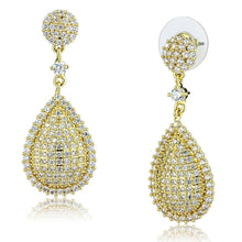 Load image into Gallery viewer, 3W1259 - Gold Brass Earrings with AAA Grade CZ  in Clear