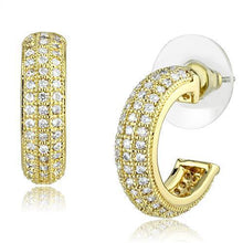 Load image into Gallery viewer, 3W1261 - Gold Brass Earrings with AAA Grade CZ  in Clear