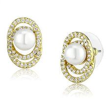 Load image into Gallery viewer, 3W1262 - Gold Brass Earrings with Synthetic Pearl in White