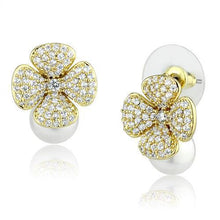 Load image into Gallery viewer, 3W1263 - Gold Brass Earrings with Synthetic Pearl in White