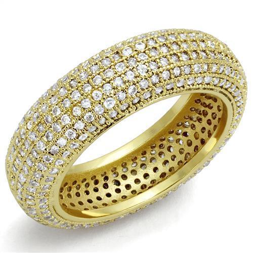 3W1272 - Gold Brass Ring with AAA Grade CZ  in Clear
