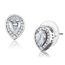 Load image into Gallery viewer, 3W1275 - Rhodium Brass Earrings with AAA Grade CZ  in Clear