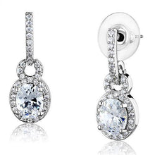 Load image into Gallery viewer, 3W1276 - Rhodium Brass Earrings with AAA Grade CZ  in Clear