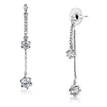 Load image into Gallery viewer, 3W1277 - Rhodium Brass Earrings with AAA Grade CZ  in Clear