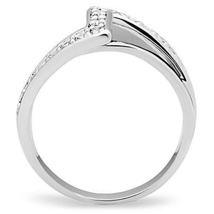 3W127 - Rhodium Brass Ring with AAA Grade CZ  in Clear