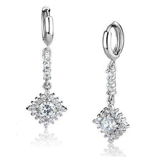 Load image into Gallery viewer, 3W1280 - Rhodium Brass Earrings with AAA Grade CZ  in Clear