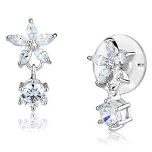 Load image into Gallery viewer, 3W1281 - Rhodium Brass Earrings with AAA Grade CZ  in Clear