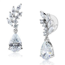 Load image into Gallery viewer, 3W1282 - Rhodium Brass Earrings with AAA Grade CZ  in Clear