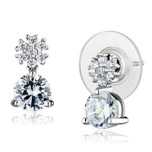 Load image into Gallery viewer, 3W1283 - Rhodium Brass Earrings with AAA Grade CZ  in Clear