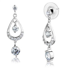 Load image into Gallery viewer, 3W1286 - Rhodium Brass Earrings with AAA Grade CZ  in Clear