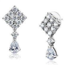 Load image into Gallery viewer, 3W1288 - Rhodium Brass Earrings with AAA Grade CZ  in Clear