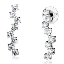 Load image into Gallery viewer, 3W1289 - Rhodium Brass Earrings with AAA Grade CZ  in Clear
