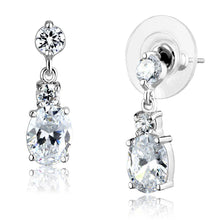 Load image into Gallery viewer, 3W1290 - Rhodium Brass Earrings with AAA Grade CZ  in Clear