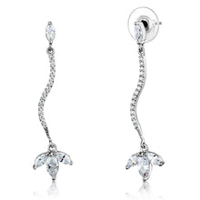Load image into Gallery viewer, 3W1291 - Rhodium Brass Earrings with AAA Grade CZ  in Clear